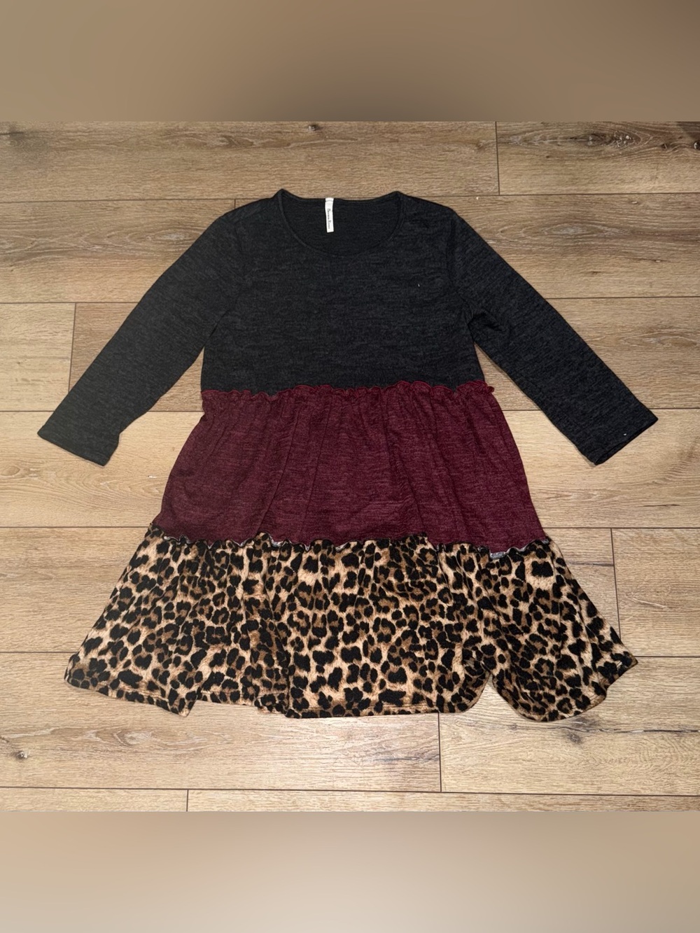 Women’s Colorblock Leopard Fall Dress Medium